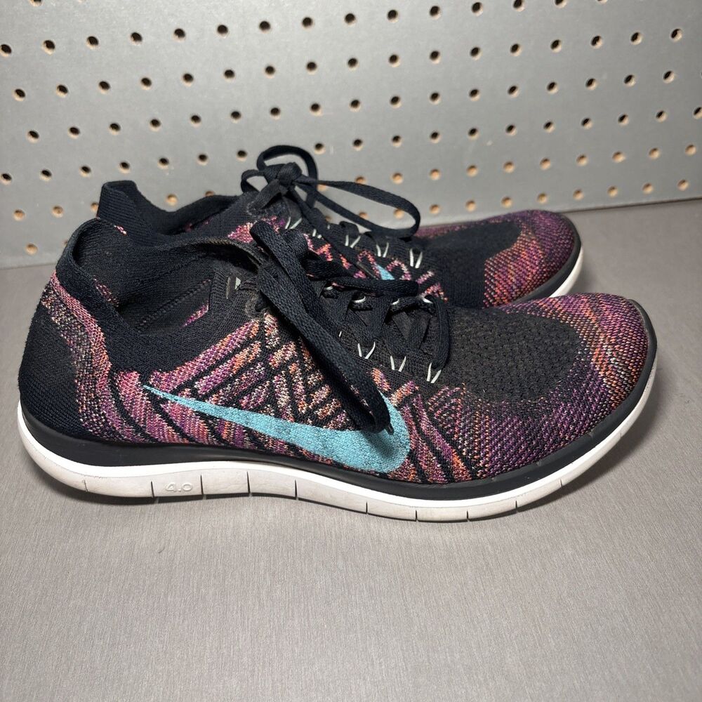 Nike Free 4.0 Flyknit Women's Size 9 Running Shoes Dark Obsidian Vivid Purple